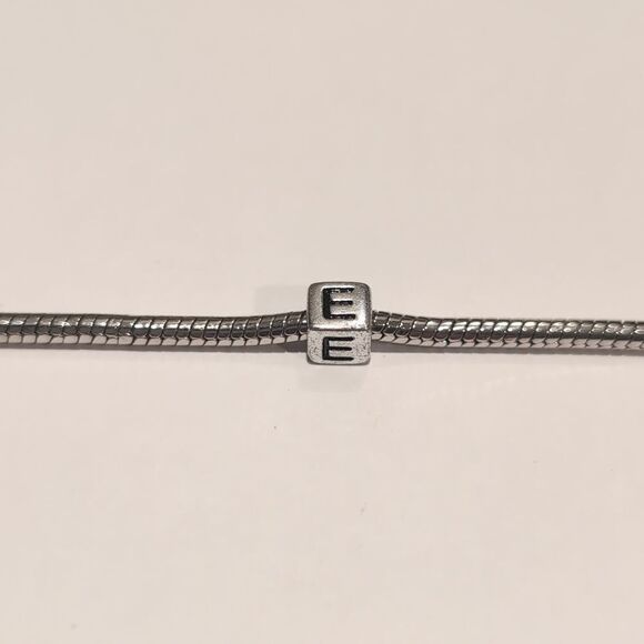 Silver E Spacer Charm for Pandora Style Bracelet - Picture 1 of 5